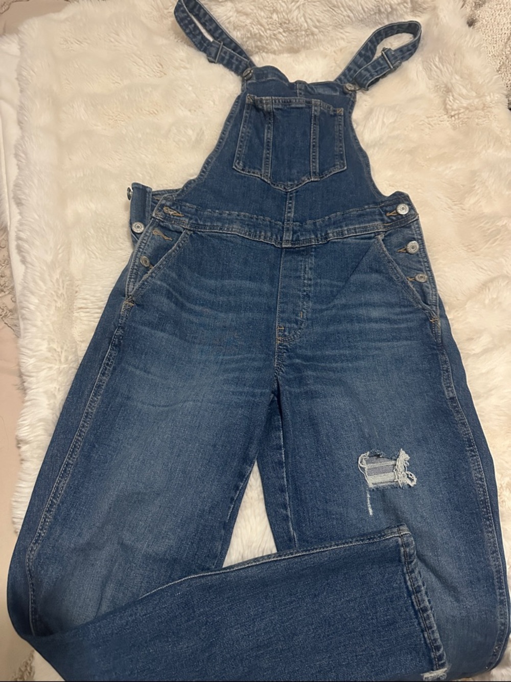 Old Navy Denim Blue Distressed Women's Overalls Jumpsuit